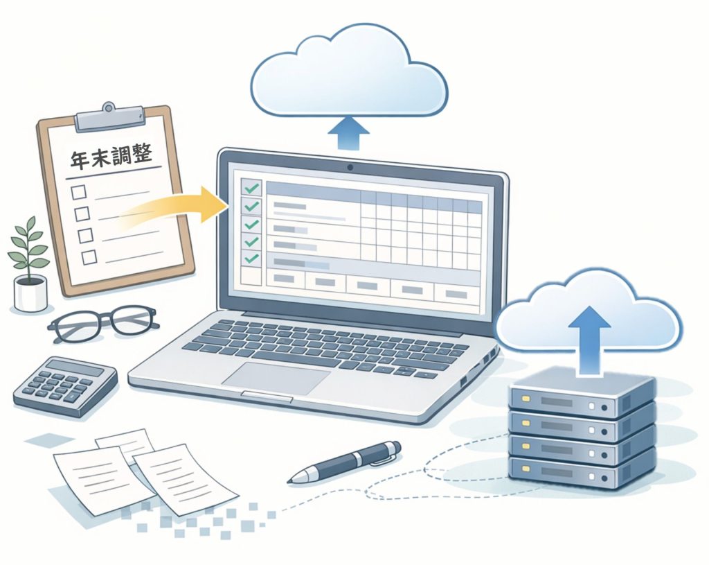 年末調整電子化
―煩雑な実務を「属人化させない」ために―
を想起させる画像