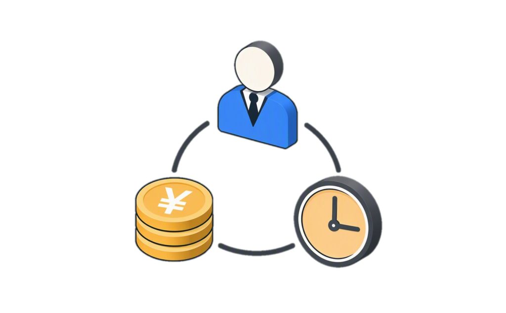 労働者と労働時間と賃金を想起しやすくするための画像
